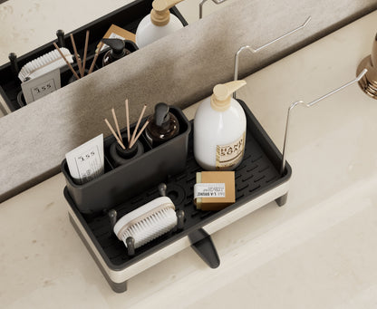 3-in-1 Spülbecken-Organizer – Rostfreier Organizer mit automatischem Abfluss