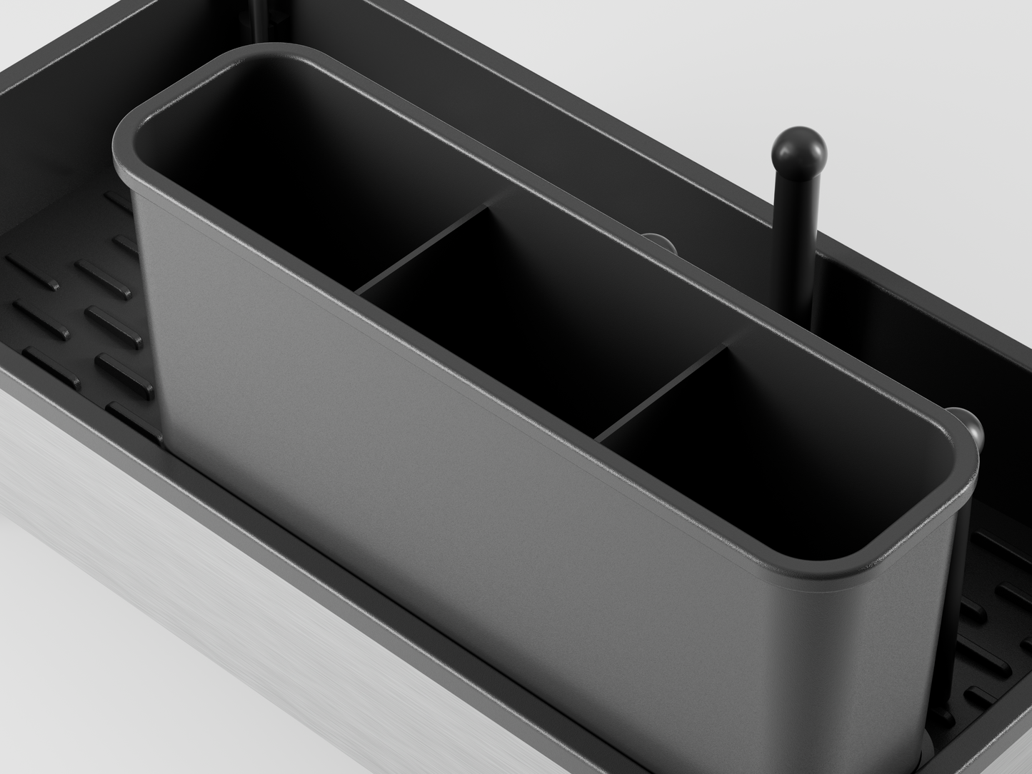 3-in-1 Spülbecken-Organizer – Rostfreier Organizer mit automatischem Abfluss