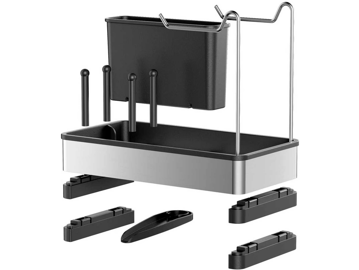 3-in-1 Spülbecken-Organizer – Rostfreier Organizer mit automatischem Abfluss